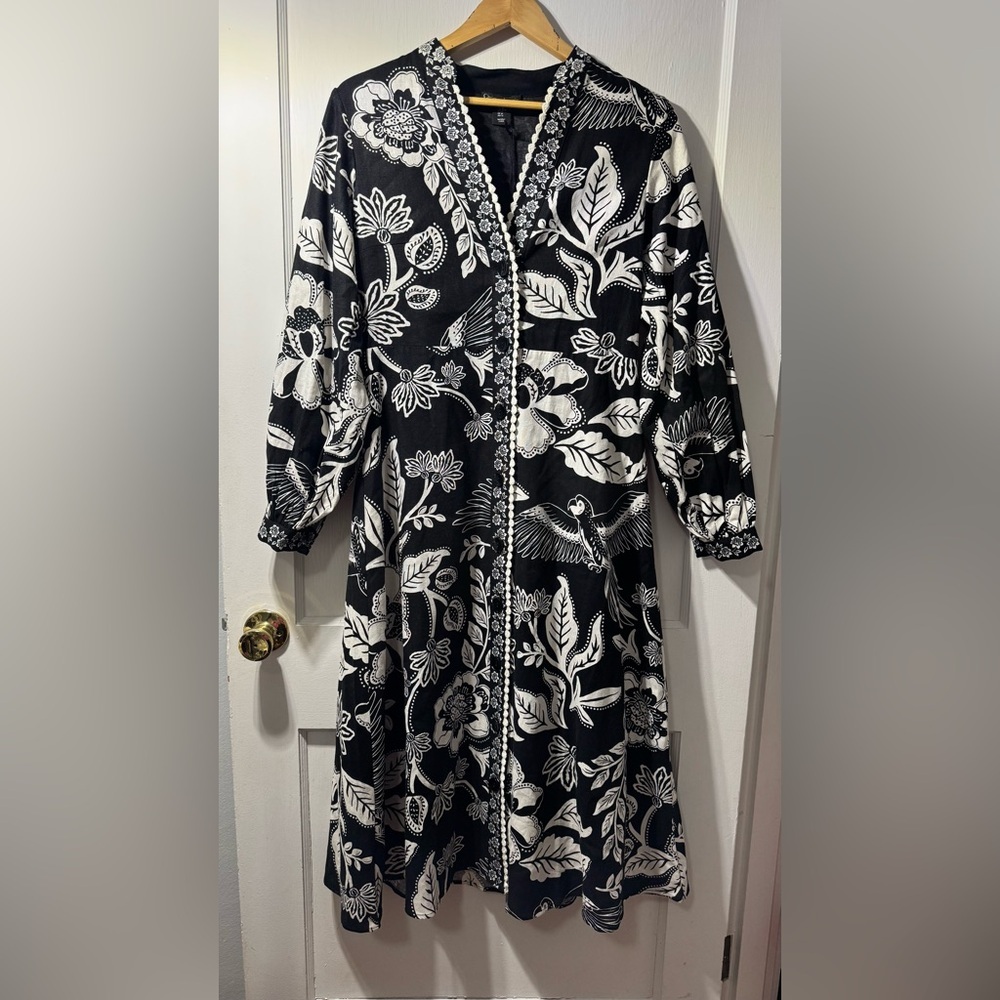 NWT Christian Lacroix Boho Black and White Floral Women's Dress - Picture 8 of 9